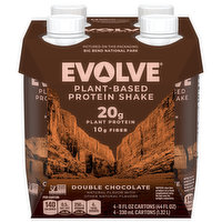 Evolve Protein Shake, Plant-Based, Double Chocolate, 4 Pack - 4 Each 