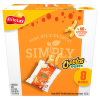 Simply Cheese Flavored Snacks, White Cheddar, Cheetos Puffs - 8 Each 