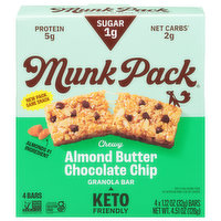 Munk Pack Granola Bar, Almond Butter Chocolate Chip, Chewy - 4 Each 