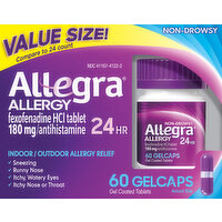 Allegra Allergy Relief, Indoor/Outdoor, Non-Drowsy, 24 Hr, Value Size, Gelcaps - 60 Each 