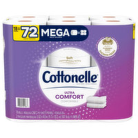 Cottonelle Toilet Paper, Ultra Comfort, Mega Rolls, 2-Ply - 18 Each