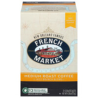 French Market Coffee, Medium Roast, Jazz Brunch Blend, Coffee Pods - 12 Each 