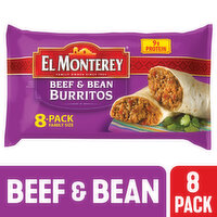 El Monterey Burritos, Beef & Bean, Family Size, 8 Pack - 8 Each 