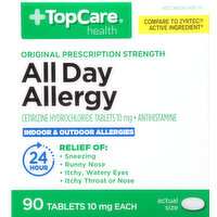 TopCare All Day Allergy, Original Prescription Strength, 10 mg, Tablets - 90 Each 