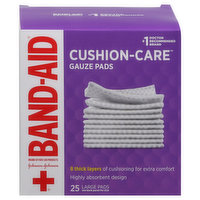 Band-Aid Gauze Pads, Cushion-Care, Large - 25 Each 
