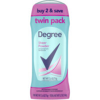 Degree Antiperspirant Deodorant, Sheer Powder, Twin Pack