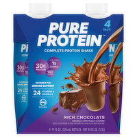 Pure Protein Protein Shake, Complete, Rich Chocolate, 4 Pack - 4 Each 