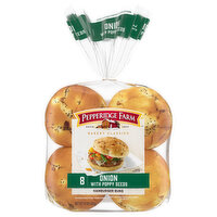 Pepperidge Farm Hamburger Buns, Onion with Poppy Seeds - 8 Each 