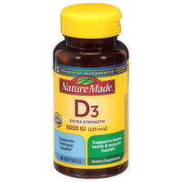 Nature Made D3, Extra Strength, 5000 IU (125 mcg), Softgels - 90 Each 