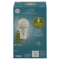 GE Light Bulb, Battery Backup, Soft White, 8 Watts