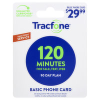 TracFone Basic Phone Card, 120 Minutes, 90 Day Plan, $29.99