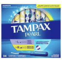 Tampax Tampons, Light/Regular, Unscented, Duopack - 34 Each 