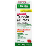 TopCare Tussin CF Max, Maximum Strength, Non-Drowsy, Severe, Raspberry Flavor - 4 Fluid ounce 