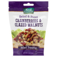 Fresh Gourmet Cranberries & Glazed Walnuts, Dried & Sweet - 3.5 Ounce 