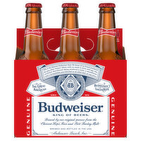 Budweiser Beer, 6 Pack Beer, 12 FL OZ Bottles, 5% ABV - 6 Each 