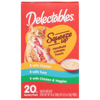 Delectables Treats for Cats, Chicken/Tuna/Chicken & Veggies, Handheld Lickable Treats, Variety Pack - 20 Each 