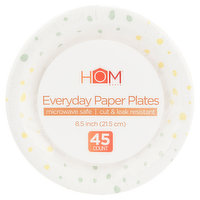 HOMWorks Paper Plates, Everyday, 8.5 Inch - 45 Each 
