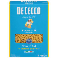 De Cecco Elbows, No. 81, Slow Dried - 1 Pound 