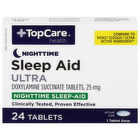 TopCare Sleep Aid, Nighttime, Ultra, 25 mg, Tablets