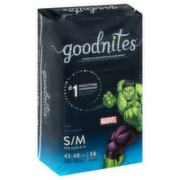 GoodNites Underwear, Nighttime, S/M (43-68 lbs), Marvel