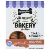 Three Dog Bakery Treats for Dogs, Carob & Peanut Butter Flavors, Sandwich Cookies - 13 Ounce 