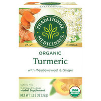 Traditional Medicinals Herbal Supplement, Organic, Turmeric with Meadowsweet & Ginger, Tea Bags - 16 Each 