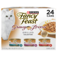 Fancy Feast Cat Food, Gourmet, Turkey Feast in Gravy/Chicken Feast in Gravy/Beef Feast in Gravy, Grilled Collection - 24 Each 