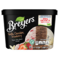 Breyers Ice Cream, Vanilla, Chocolate, Strawberry - 1.5 Quart 