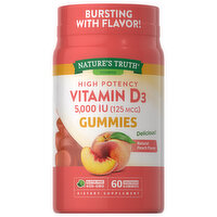 Nature's Truth Vitamin D3, High Potency, 125 mcg, Vegetarian Gummies, Natural Peach Flavor - 60 Each 