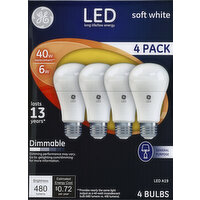 GE Light Bulbs, LED, Soft White, 6 Watts, 4 Pack - 4 Each