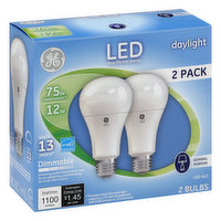 GE Light Bulbs, LED, A21, Dimmable, Daylight, 12 Watts, 2 Pack - 2 Each 