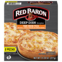 Red Baron Pizza, Four Cheese, Deep Dish, Singles - 2 Each 