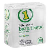 Super 1 Foods Bath Tissue, Soft & Strong, Double Rolls, 2-Ply - 18 Each 