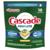 Cascade Dishwasher Detergent, Lemon Scent, Complete, Actionpacs - 9.4 Ounce