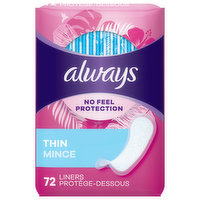 Always Liners, Thin - 72 Each 