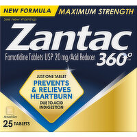 Zantac 360 Acid Reducer, Maximum Strength, 20 mg, Tablets - 25 Each 