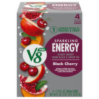 V8 Energy Beverage, Black Cherry, Sparkling - 4 Each 