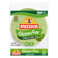 Mission Tortilla Wraps, Gluten Free, Spinach Herb - 6 Each 