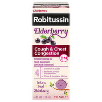 Robitussin Cough & Chest Congestion, DM, Children's, Elderberry - 4 Fluid ounce 