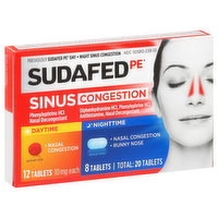 Sudafed PE Sinus Congestion, Daytime/Nighttime, Tablets - 20 Each 