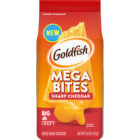 Goldfish Snack Crackers, Baked, Sharp Cheddar, Big & Crispy, Mega Bites