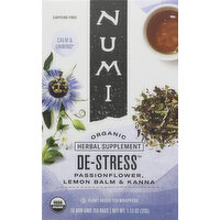 Numi Herbal Tea, Organic, De-Stress, Bags