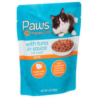 Paws Happy Life Cat Food, With Tuna in Sauce, Cuts