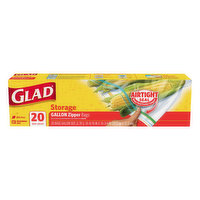 Glad Zipper Bags, Storage, Gallon - 20 Each