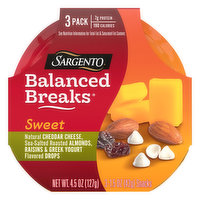 Sargento Balanced Breaks, Cheddar/Almonds/Raisin/Yogurt, Sweet, 3 Pack - 3 Each