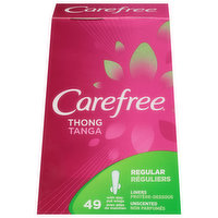 Carefree Liners, with Stay Put Wings, Regular, Unscented, Thong - 49 Each 