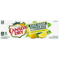 Canada Dry Soda, Zero Sugar, Ginger Ale and Lemonade, 12 Pack