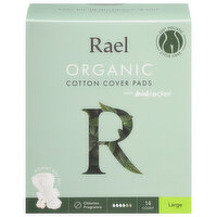 Rael Cotton Cover Pads, Organic, Large - 14 Each 