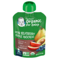 Gerber Baby Food, Organic, Pear Blueberry Apple Avocado, Sitter, 2nd Foods - 3.5 Ounce