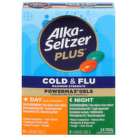 Alka-Seltzer Plus Cold & Flu, Maximum Strength, Day/Night, Liquid Gels - 24 Each 